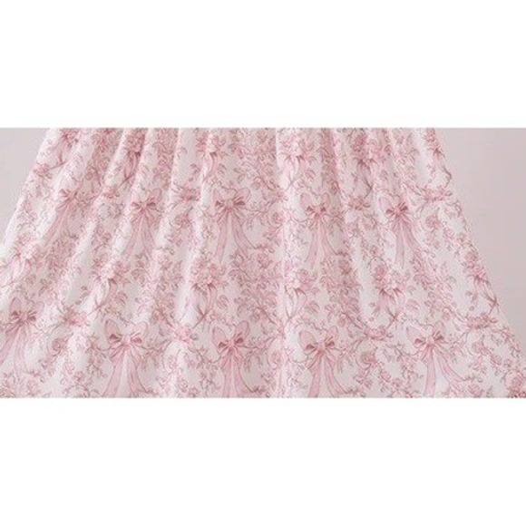 Girls Pink Toile Bow Cross Embroidered Flutter Sleeve Dress Christian Easter 12M - Picture 3 of 3